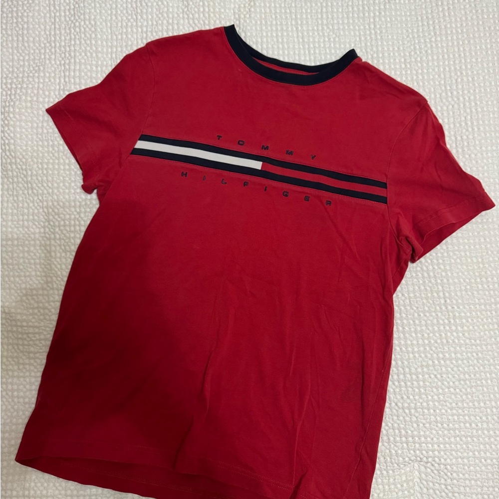 Tommy Hilfiger Red and Black Collar Shirt